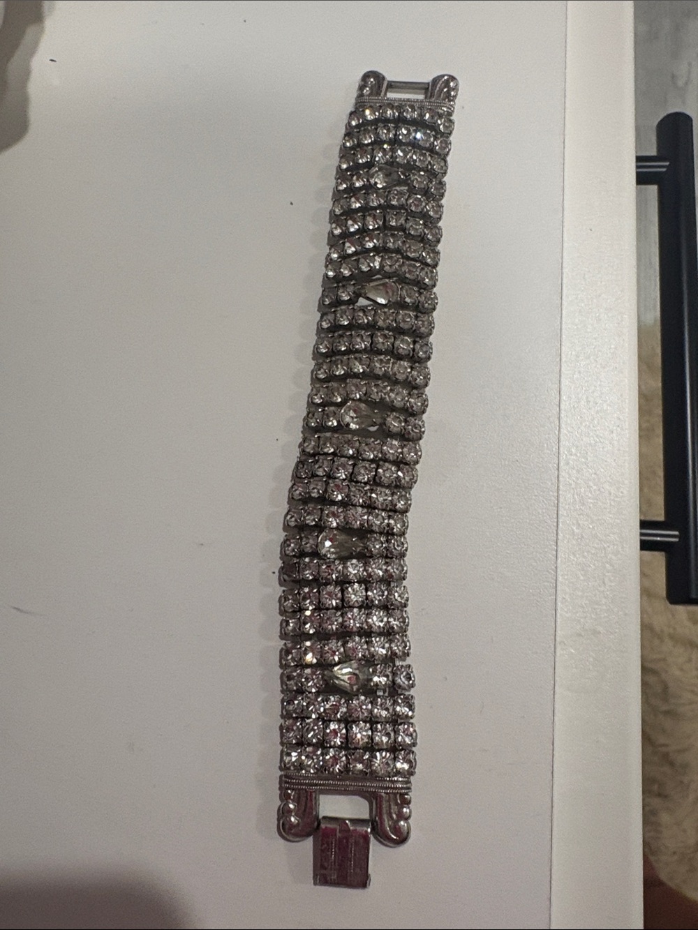 Silver Crystal Multi-Row Bracele - Sparkling Accent Band